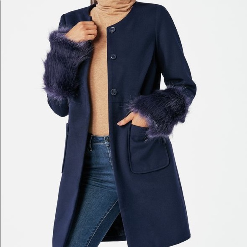 Long partial fur coat